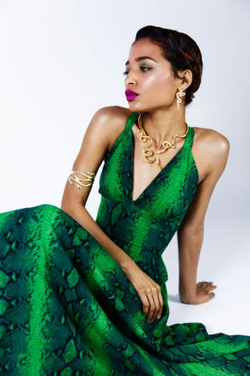 Minda Dress - Green Snake