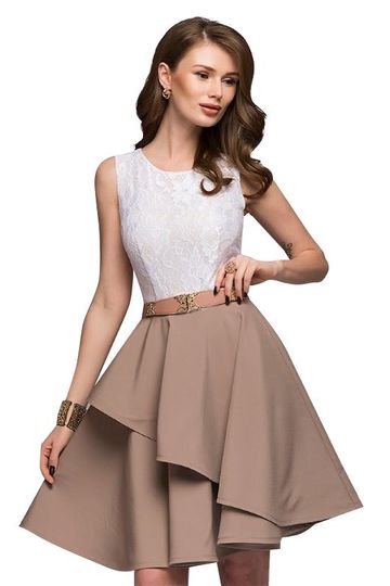 Dress Wanita Cantik dan Elegan Lace Wanita Sleeveless Flare Dresses Mini
