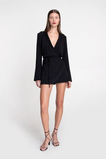 BOXY WRAP DRESS BLACK