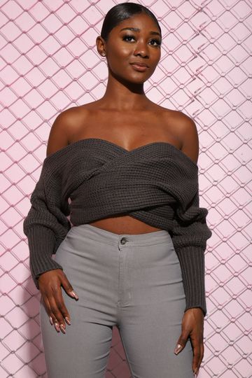 Multi Way Wrap Sweater - Charcoal