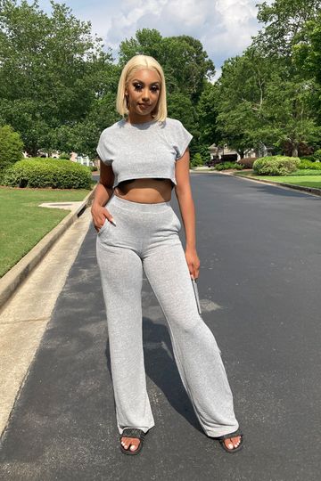 Seventeen Crop Top & Wide Leg Pants Set