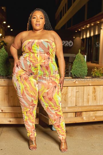 Meshin with You Ruched Mesh Jumpsuit